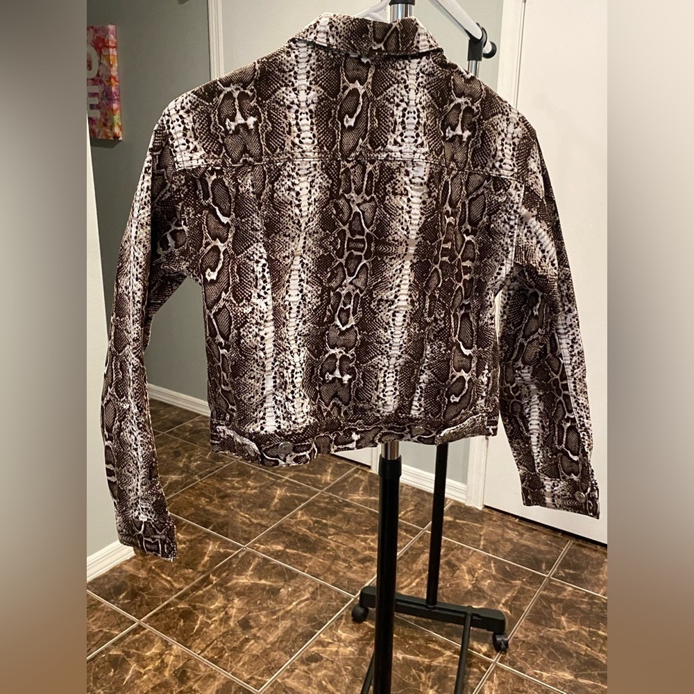 Topshop Python Denim Jacket Size 4 - Picture 5 of 5